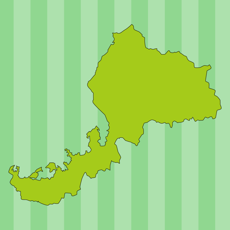 福井県の地図（詳細版・リアル）のイラスト【色、背景あり】PNG