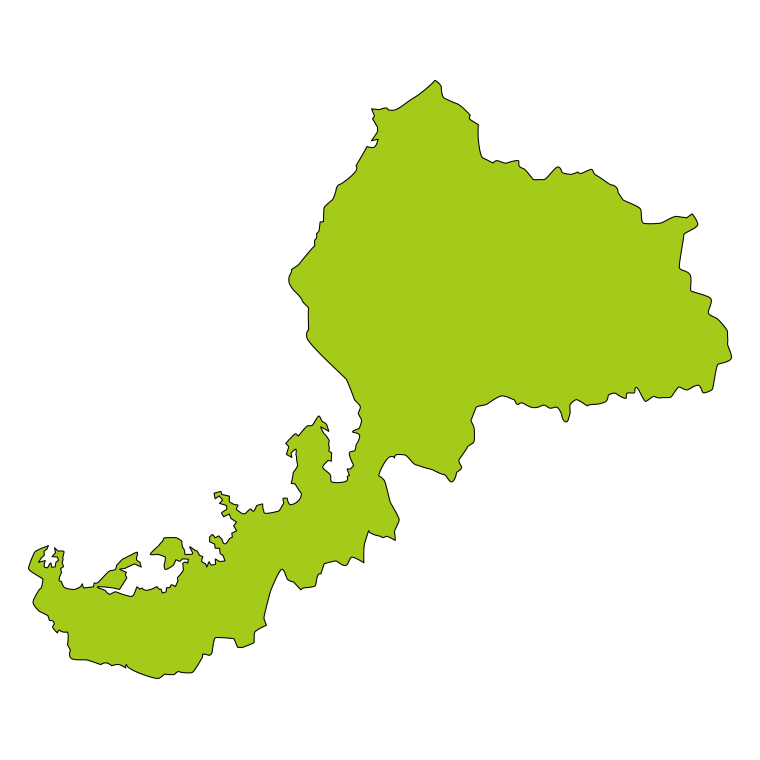 福井県の地図（詳細版・リアル）のイラスト【色あり、背景なし】透過PNG
