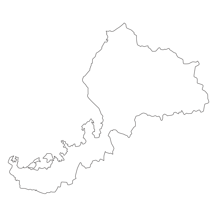 福井県の地図（詳細版・リアル）のイラスト【線のみ】透過PNG