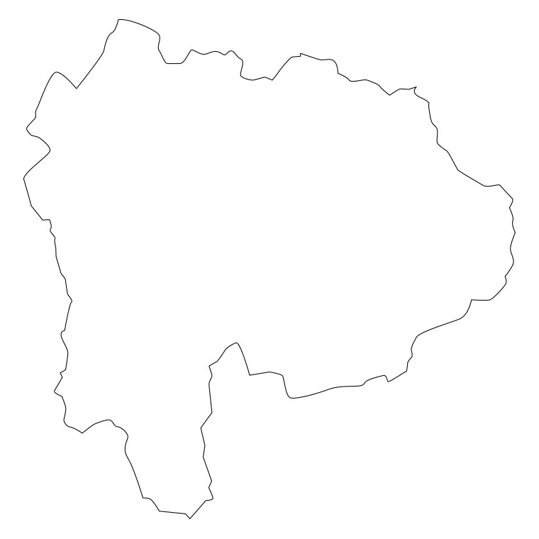 山梨県の地図（詳細版・リアル）のイラスト【線のみ】透過PNG
