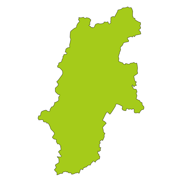 長野県の地図（詳細版・リアル）のイラスト【色あり、背景なし】透過PNG