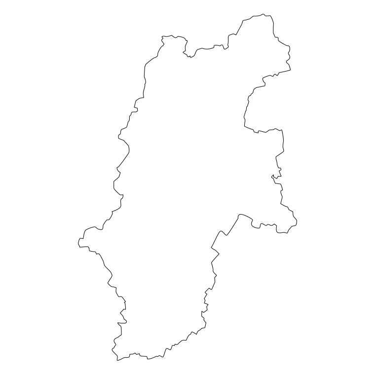 長野県の地図（詳細版・リアル）のイラスト【線のみ】透過PNG