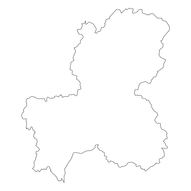 岐阜県の地図（詳細版・リアル）のイラスト【線のみ】透過PNG