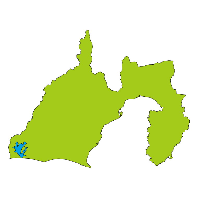 静岡県の地図（詳細版・リアル）のイラスト【色あり、背景なし】透過PNG