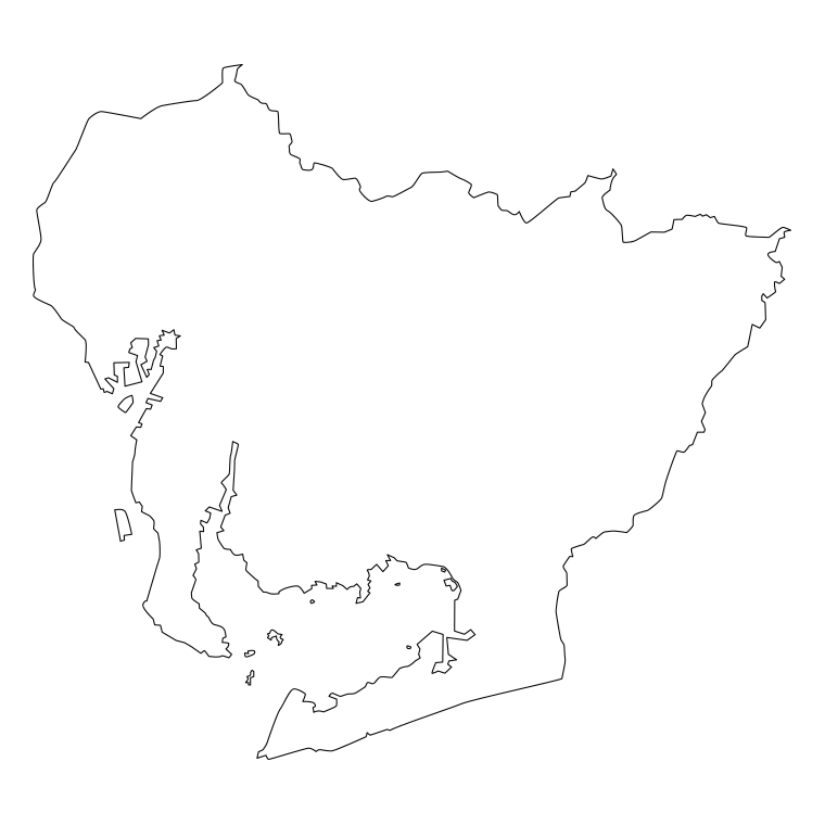 愛知県の地図（詳細版・リアル）のイラスト【線のみ】透過PNG
