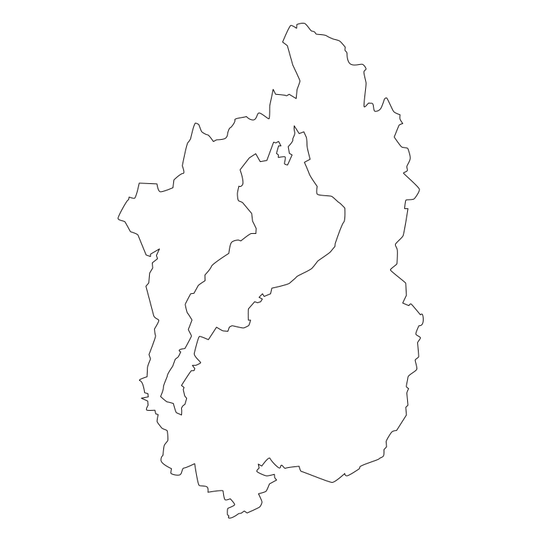 滋賀県の地図（詳細版・リアル）のイラスト【線のみ】透過PNG