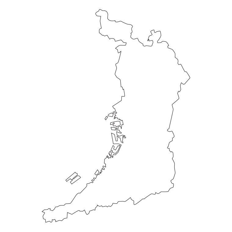 大阪府の地図（詳細版・リアル）のイラスト【線のみ】透過PNG