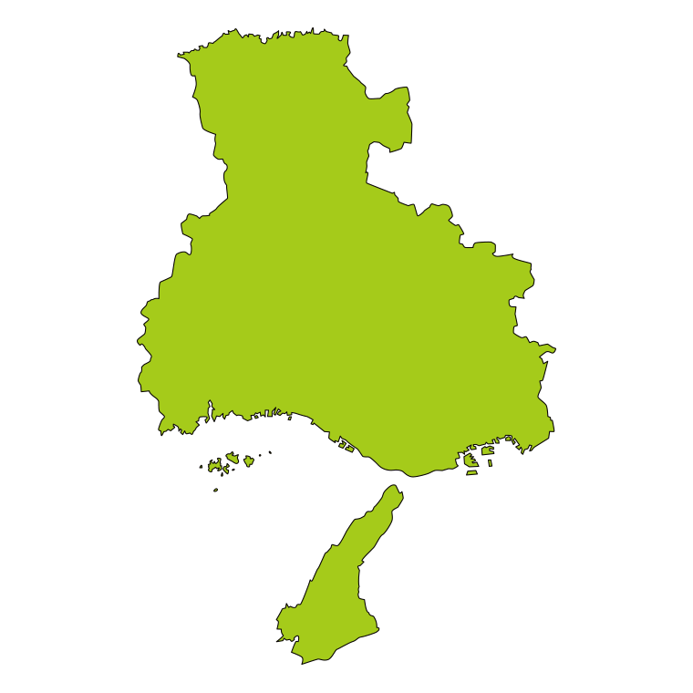 兵庫県の地図（詳細版・リアル）のイラスト【色あり、背景なし】透過PNG