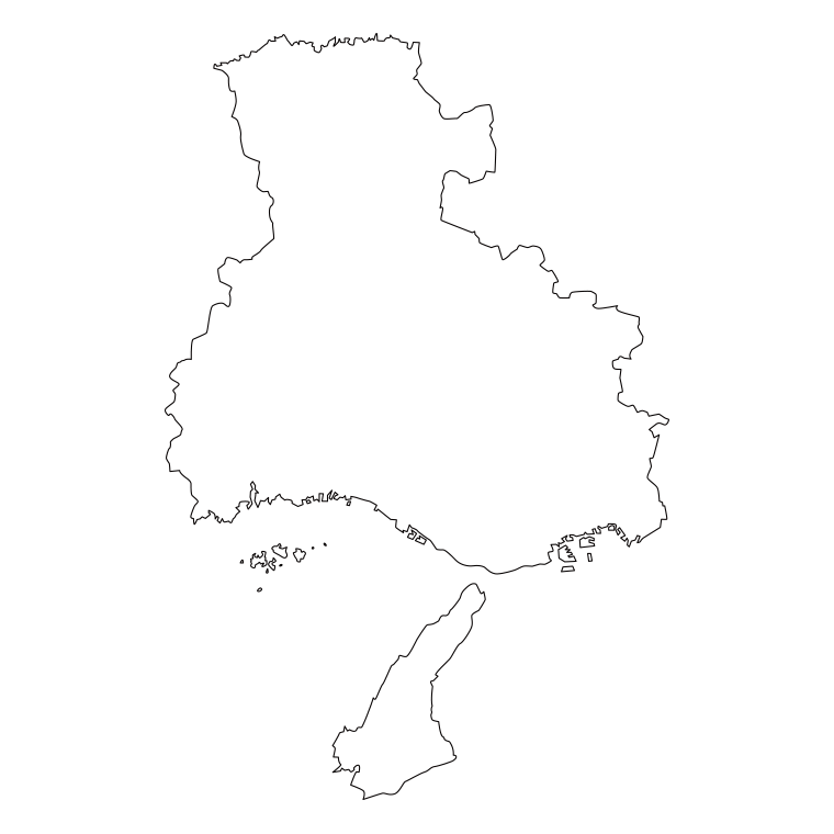 兵庫県の地図（詳細版・リアル）のイラスト【線のみ】透過PNG
