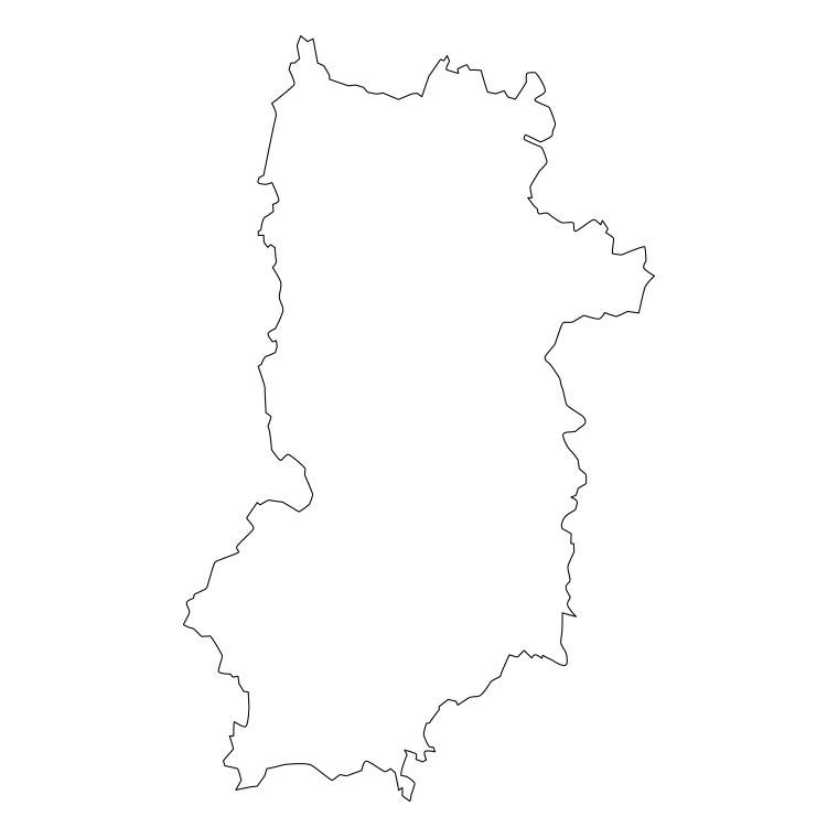 奈良県の地図（詳細版・リアル）のイラスト【線のみ】透過PNG