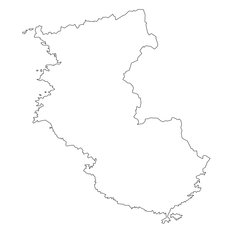 和歌山県の地図（詳細版・リアル）のイラスト【線のみ】透過PNG