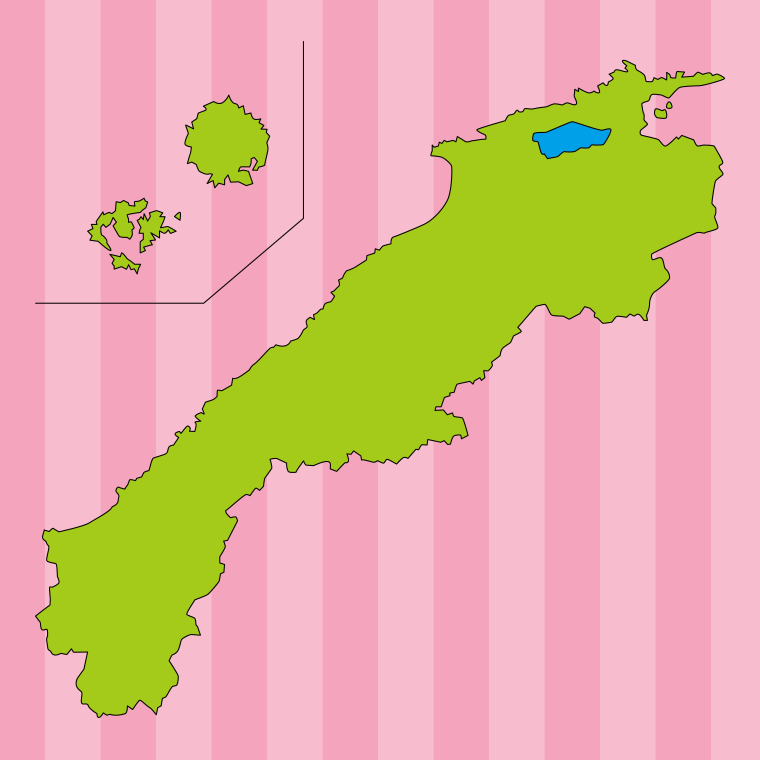 島根県の地図（詳細版・リアル）のイラスト【色、背景あり】PNG