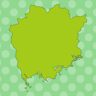 岡山県の地図（詳細版・リアル）のイラスト【色、背景あり】PNG