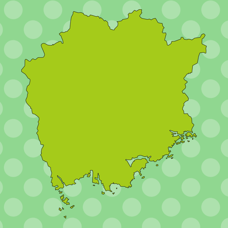 岡山県の地図（詳細版・リアル）のイラスト【色、背景あり】PNG