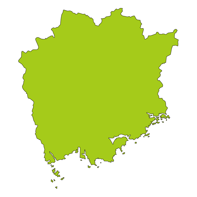 岡山県の地図（詳細版・リアル）のイラスト【色あり、背景なし】透過PNG