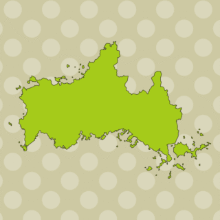 山口県の地図（詳細版・リアル）のイラスト【色、背景あり】PNG