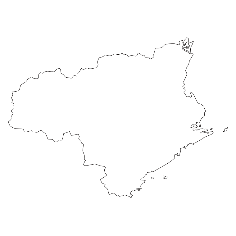 徳島県の地図（詳細版・リアル）のイラスト【線のみ】透過PNG