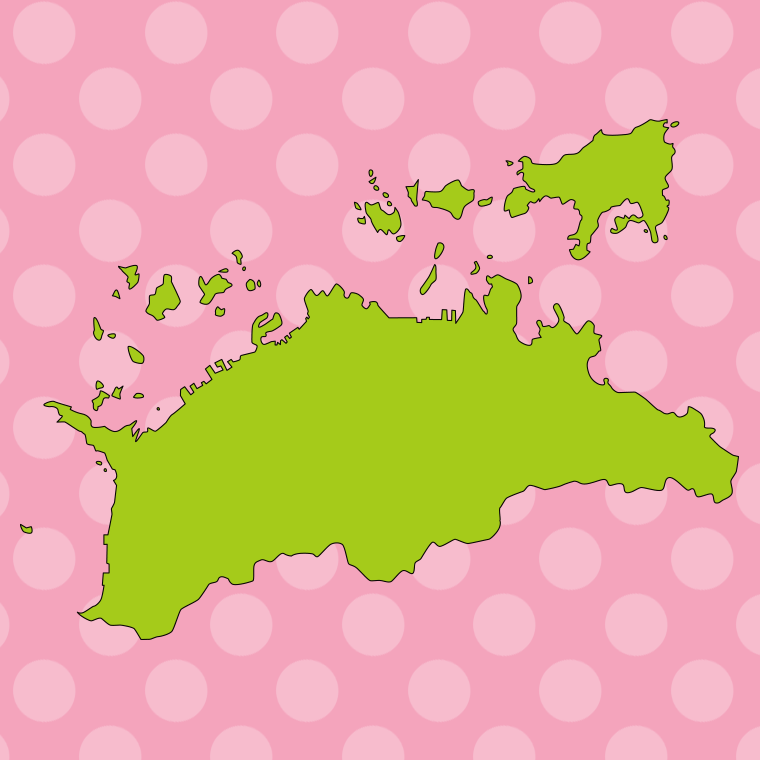 香川県の地図（詳細版・リアル）のイラスト【色、背景あり】PNG