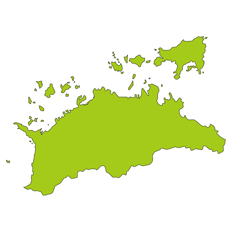 香川県の地図（詳細版・リアル）のイラスト【色あり、背景なし】透過PNG