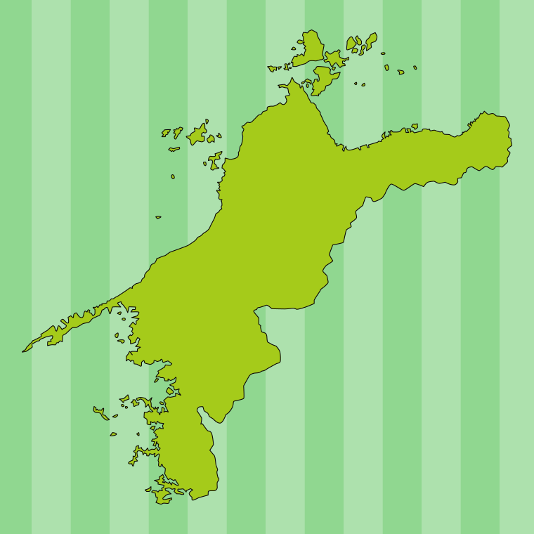 愛媛県の地図（詳細版・リアル）のイラスト【色、背景あり】PNG