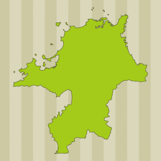 福岡県の地図（詳細版・リアル）のイラスト【色、背景あり】PNG