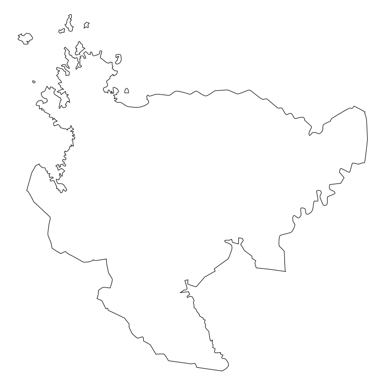 佐賀県の地図（詳細版・リアル）のイラスト【線のみ】透過PNG