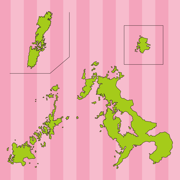 長崎県の地図（詳細版・リアル）のイラスト【色、背景あり】PNG
