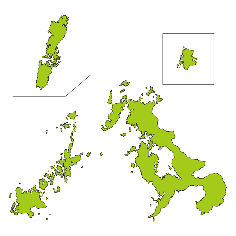 長崎県の地図（詳細版・リアル）のイラスト【色あり、背景なし】透過PNG