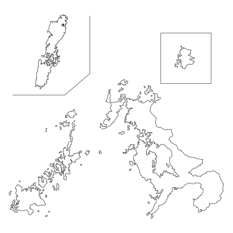 長崎県の地図（詳細版・リアル）のイラスト【線のみ】透過PNG