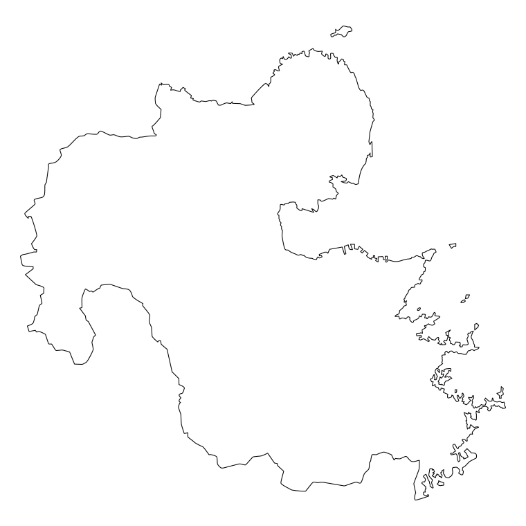 大分県の地図（詳細版・リアル）のイラスト【線のみ】透過PNG