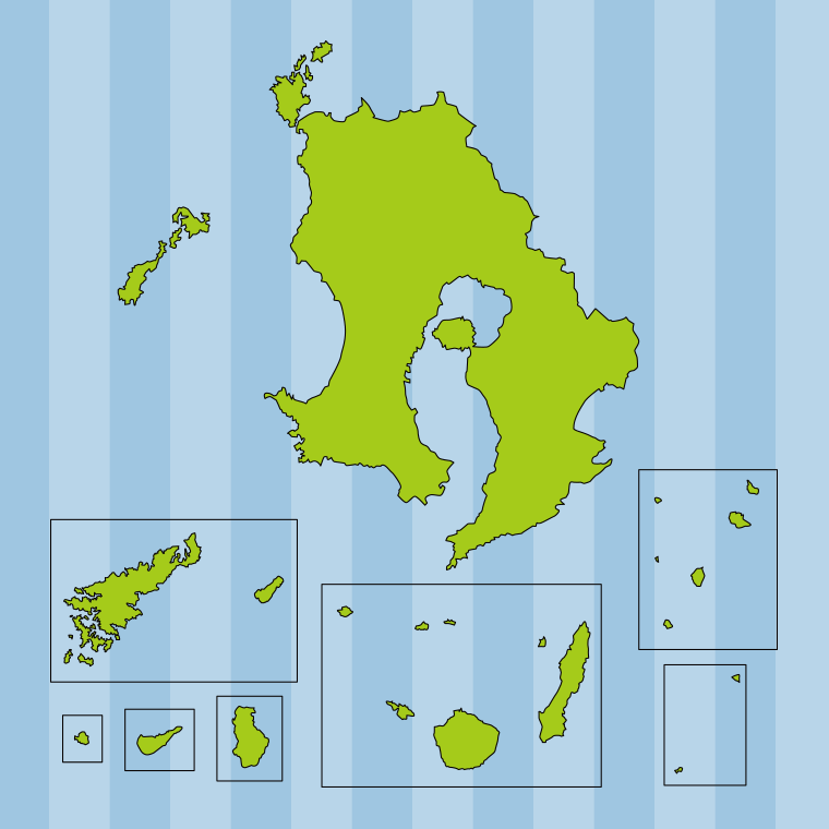 【フリー素材】鹿児島県の地図（詳細版・リアル）のイラスト
