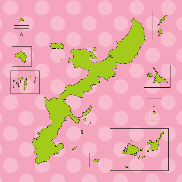 【フリー素材】沖縄県の地図（詳細版・リアル）のイラスト