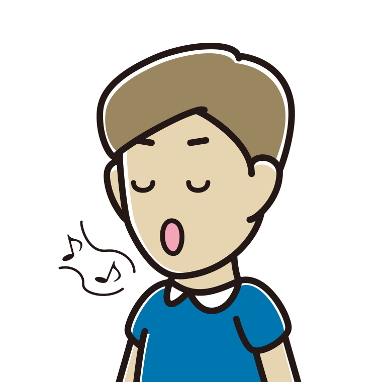 歌う男性のイラスト【色あり、背景なし】透過PNG