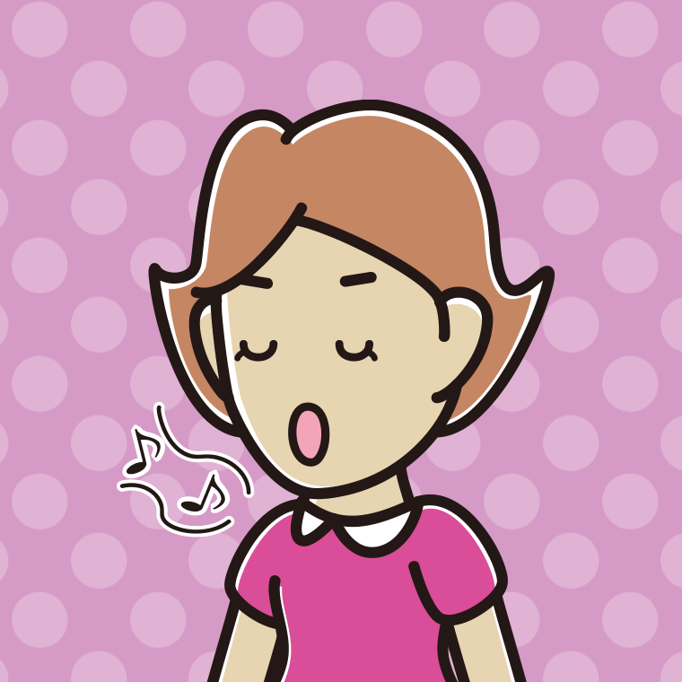 歌う女性のイラスト【色、背景あり】PNG