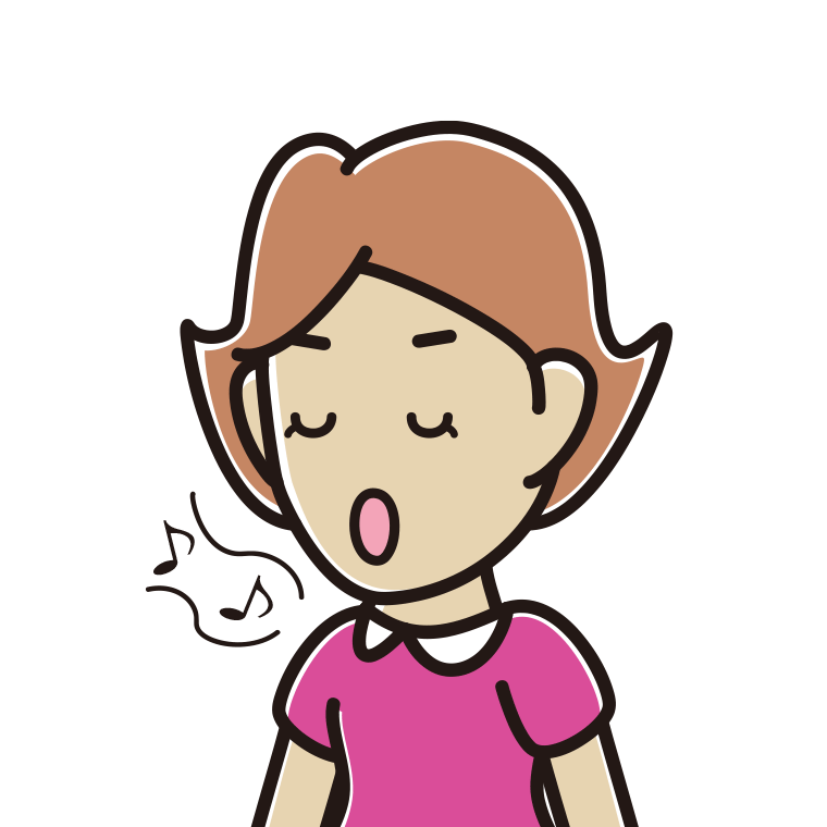 歌う女性のイラスト【色あり、背景なし】透過PNG