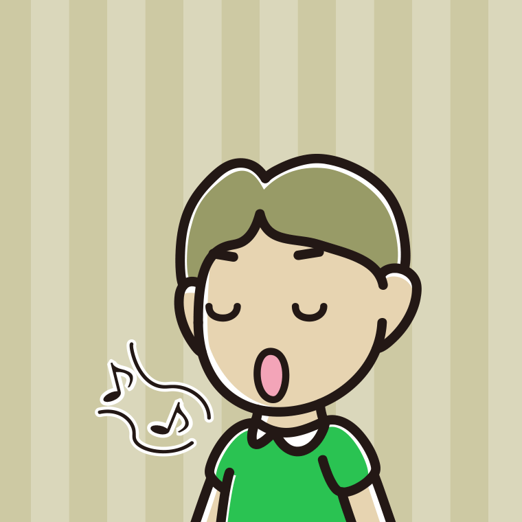 歌う小学生男子のイラスト【色、背景あり】PNG