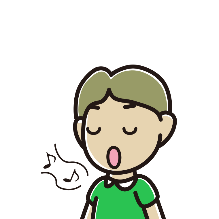 歌う小学生男子のイラスト【色あり、背景なし】透過PNG