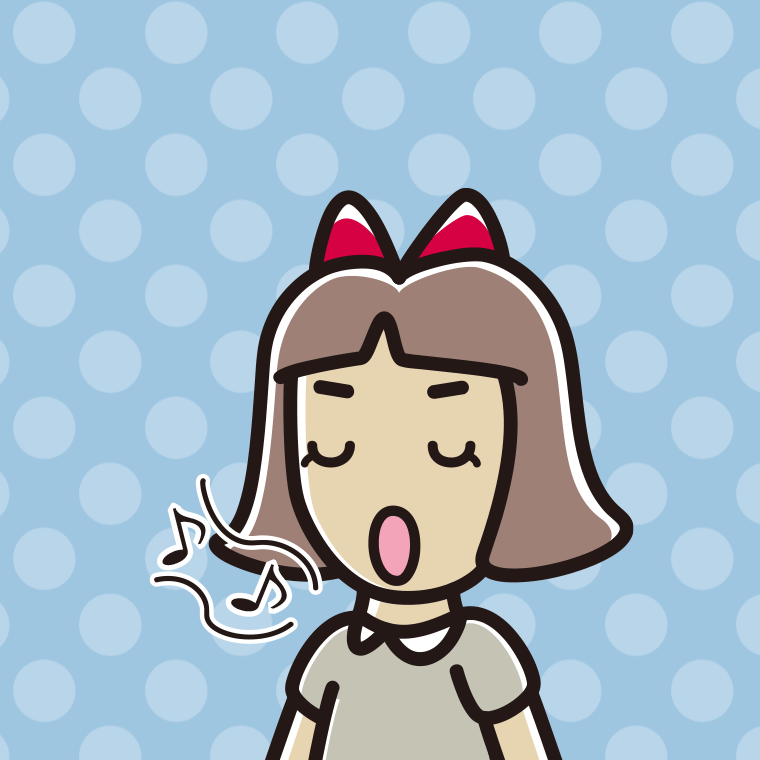 歌う小学生女子のイラスト【色、背景あり】PNG