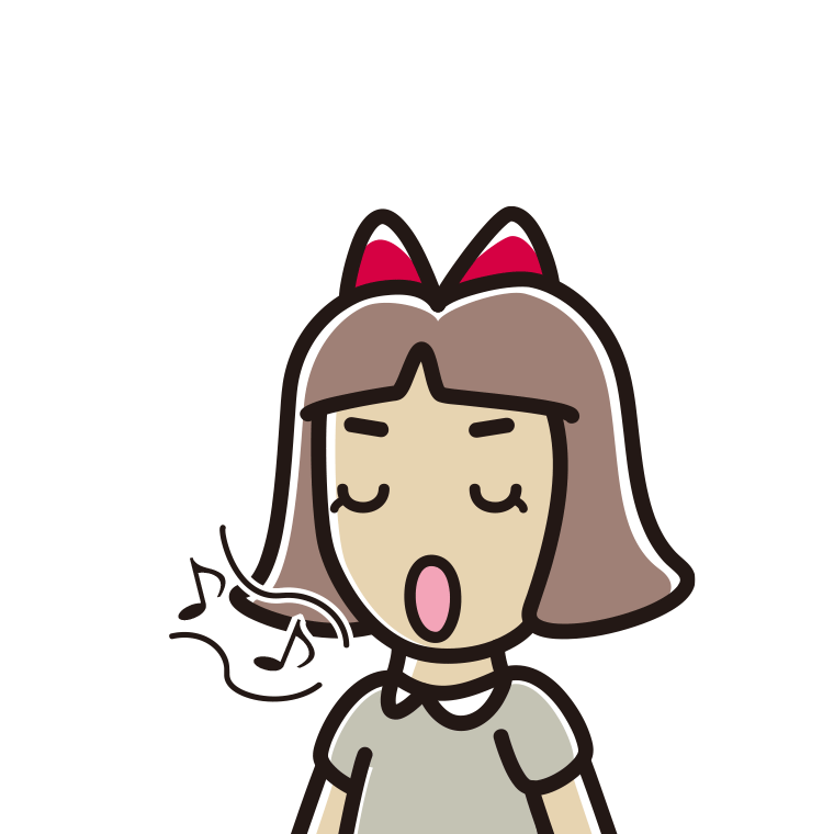 歌う小学生女子のイラスト【色あり、背景なし】透過PNG