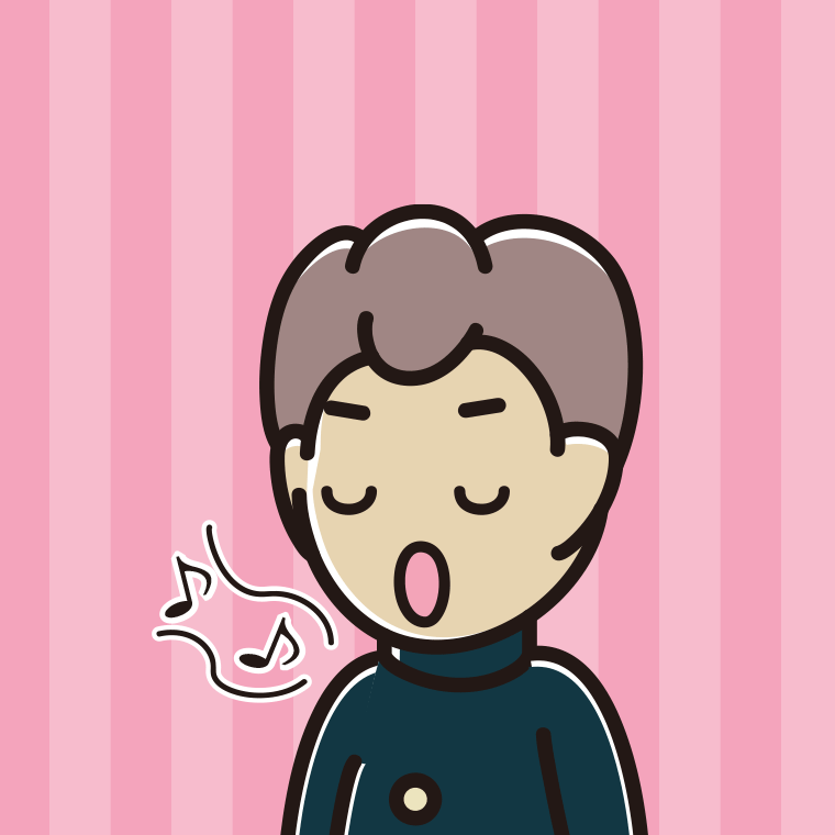 歌う男子中学生のイラスト【色、背景あり】PNG