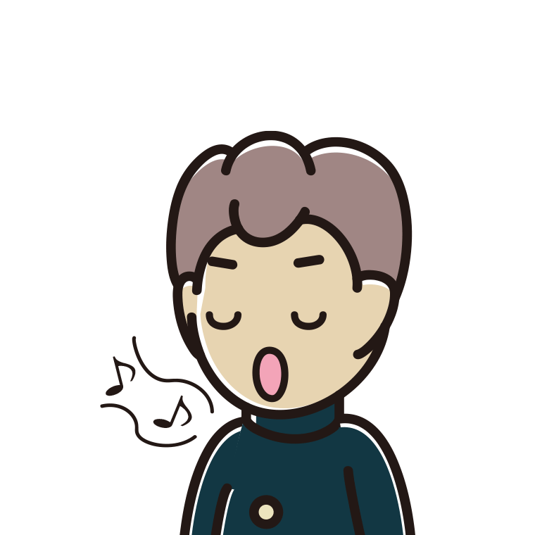 歌う男子中学生のイラスト【色あり、背景なし】透過PNG