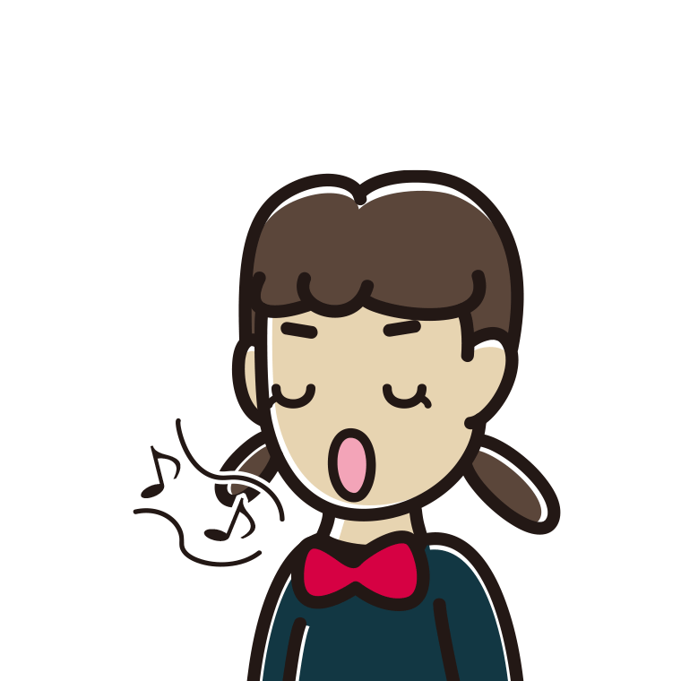 歌う女子中学生のイラスト【色あり、背景なし】透過PNG