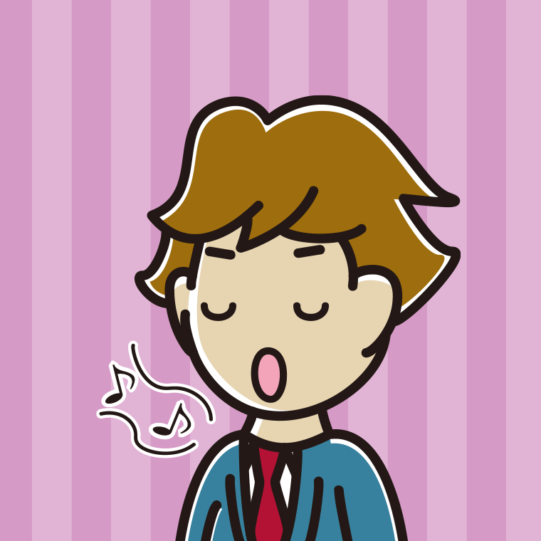 歌う男子高校生のイラスト【色、背景あり】PNG