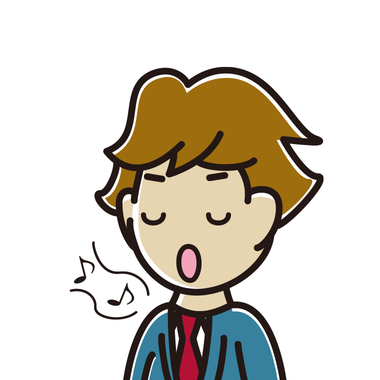 歌う男子高校生のイラスト【色あり、背景なし】透過PNG
