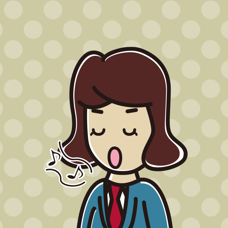 歌う女子高校生のイラスト【色、背景あり】PNG