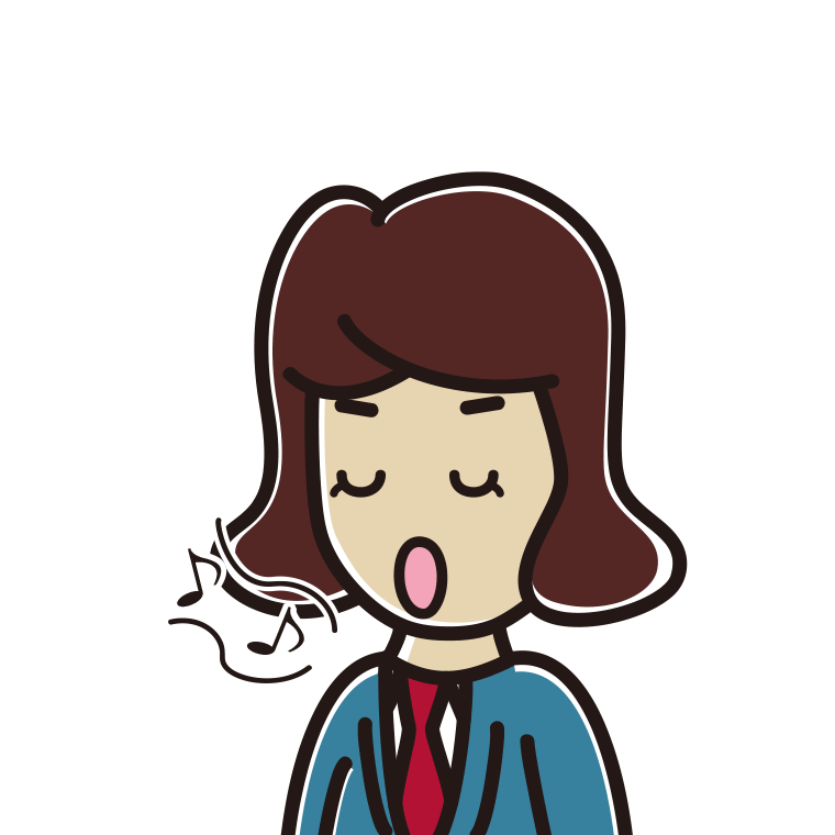 歌う女子高校生のイラスト【色あり、背景なし】透過PNG