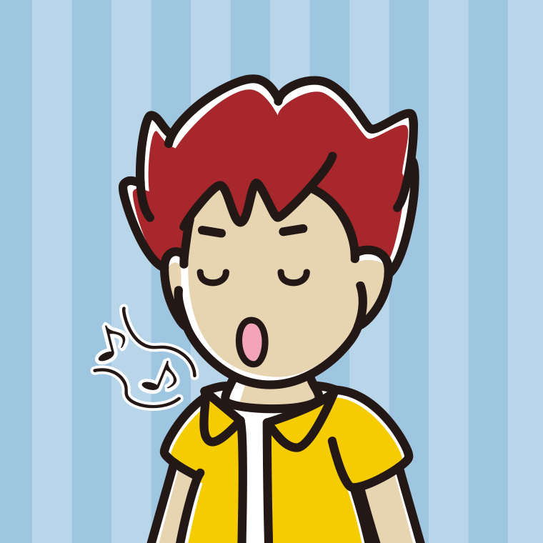 歌う男子大学生のイラスト【色、背景あり】PNG