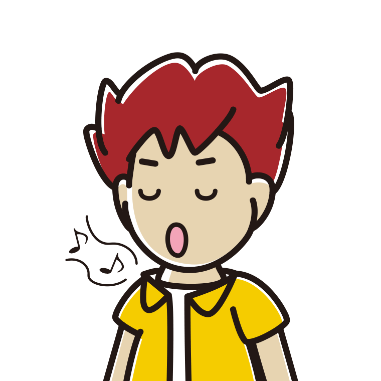 歌う男子大学生のイラスト【色あり、背景なし】透過PNG