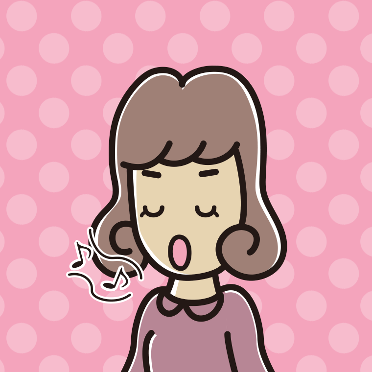 歌う女子大学生のイラスト【色、背景あり】PNG