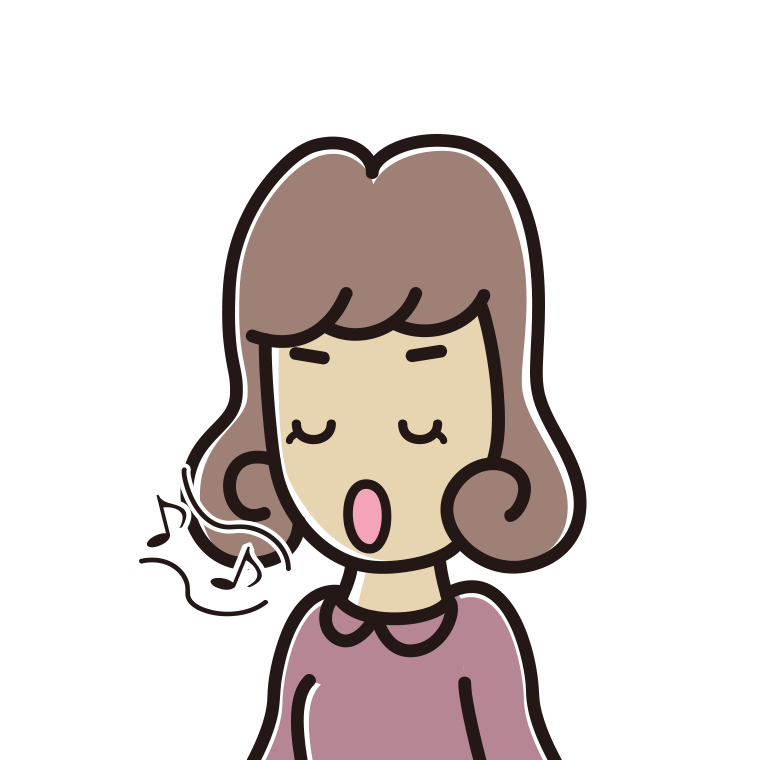 歌う女子大学生のイラスト【色あり、背景なし】透過PNG